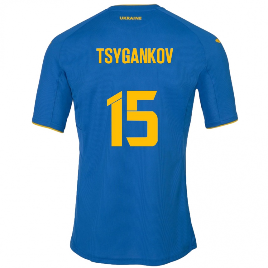 Kids Football Ukraine Viktor Tsygankov #15 Blue Away Jersey 24-26 T-Shirt Za