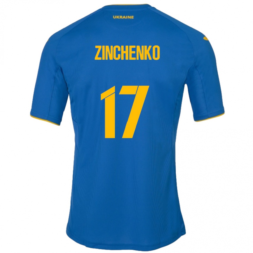 Kids Football Ukraine Oleksandr Zinchenko #17 Blue Away Jersey 24-26 T-Shirt Za