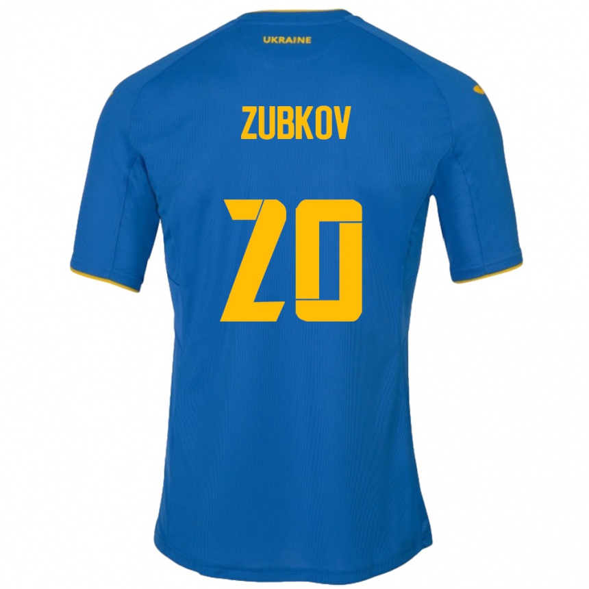 Kids Football Ukraine Oleksandr Zubkov #20 Blue Away Jersey 24-26 T-Shirt Za