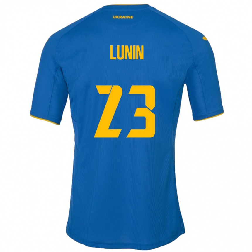 Kids Football Ukraine Andriy Lunin #23 Blue Away Jersey 24-26 T-Shirt Za