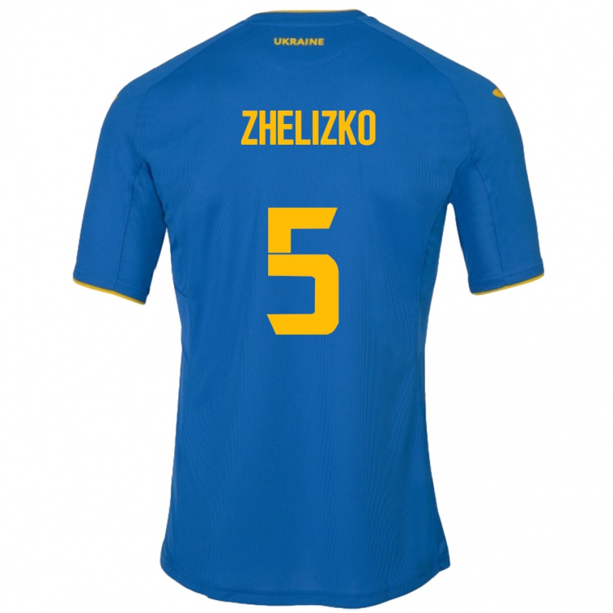 Kids Football Ukraine Ivan Zhelizko #5 Blue Away Jersey 24-26 T-Shirt Za