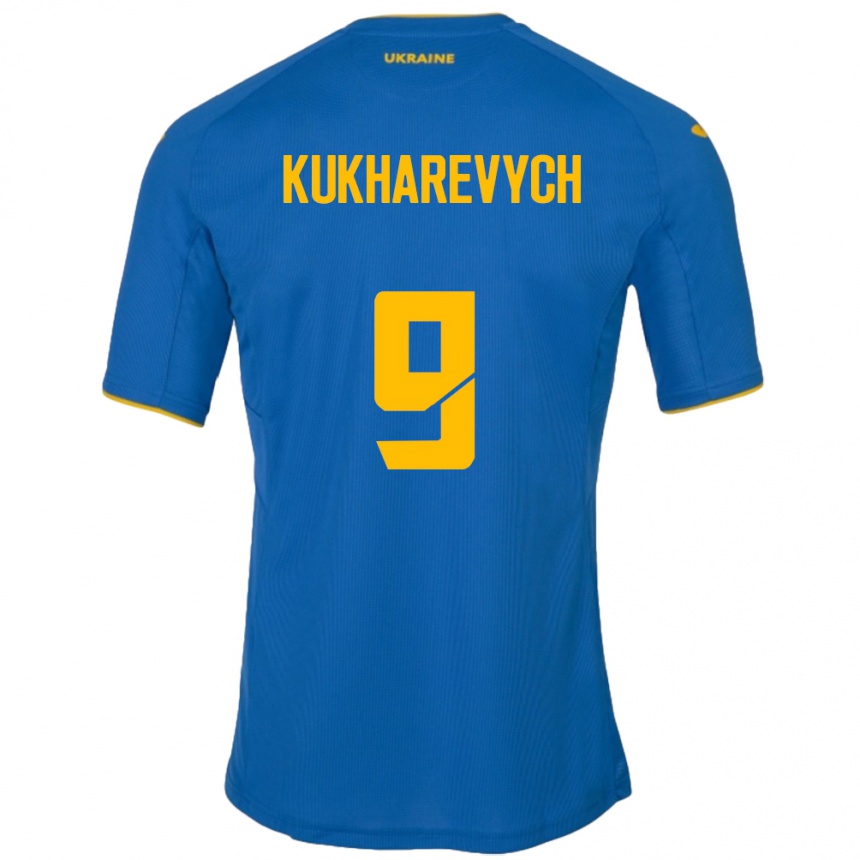 Kids Football Ukraine Mykola Kukharevych #9 Blue Away Jersey 24-26 T-Shirt Za