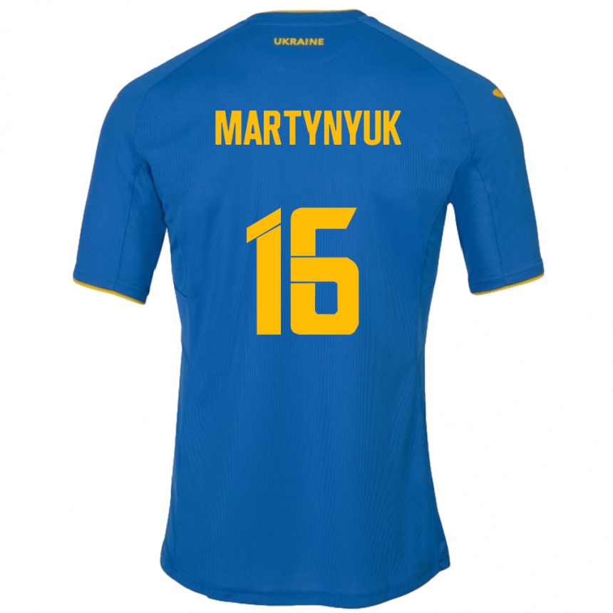 Kids Football Ukraine Oleksandr Martynyuk #16 Blue Away Jersey 24-26 T-Shirt Za