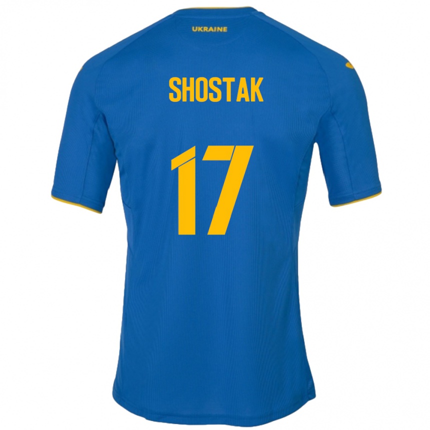 Kids Football Ukraine Denys Shostak #17 Blue Away Jersey 24-26 T-Shirt Za