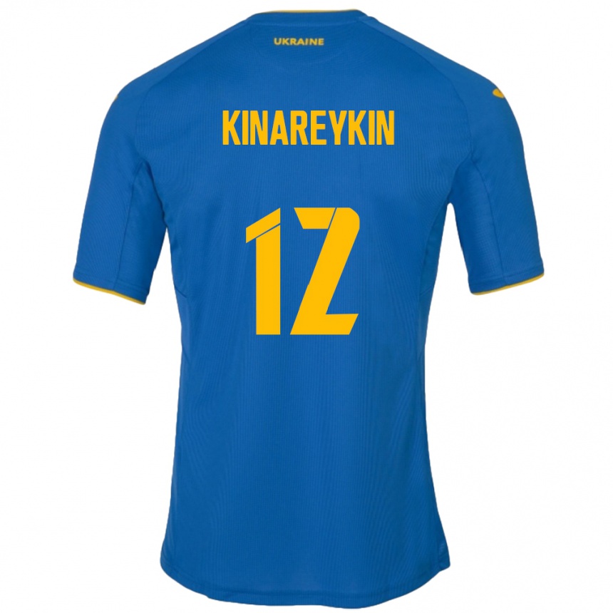 Kids Football Ukraine Yakiv Kinareykin #12 Blue Away Jersey 24-26 T-Shirt Za