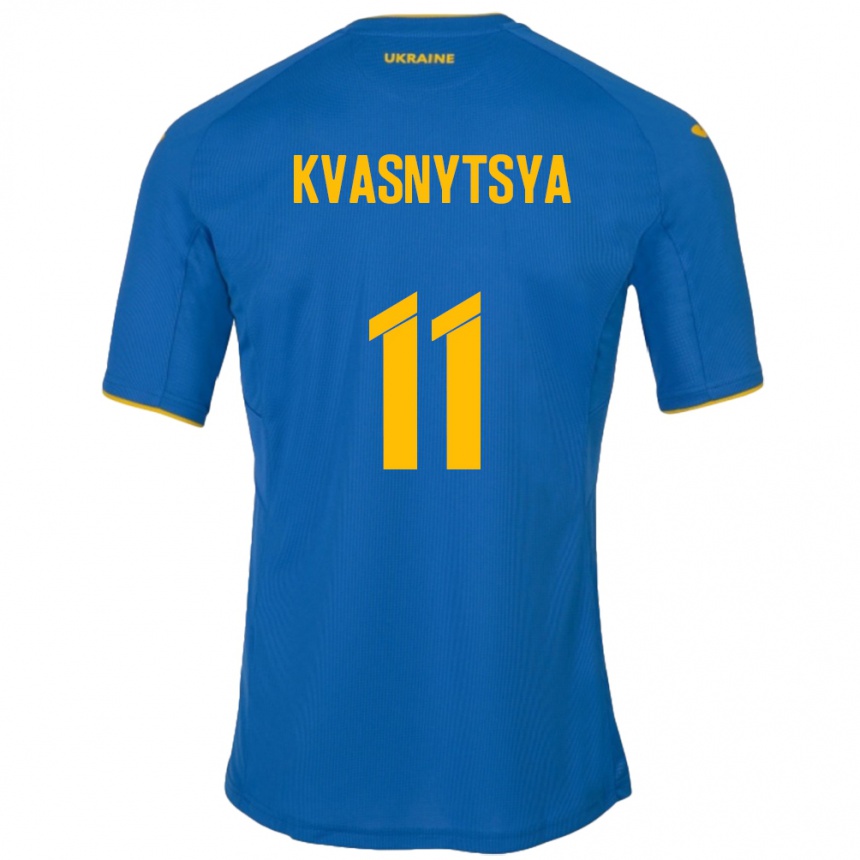 Kids Football Ukraine Ilya Kvasnytsya #11 Blue Away Jersey 24-26 T-Shirt Za