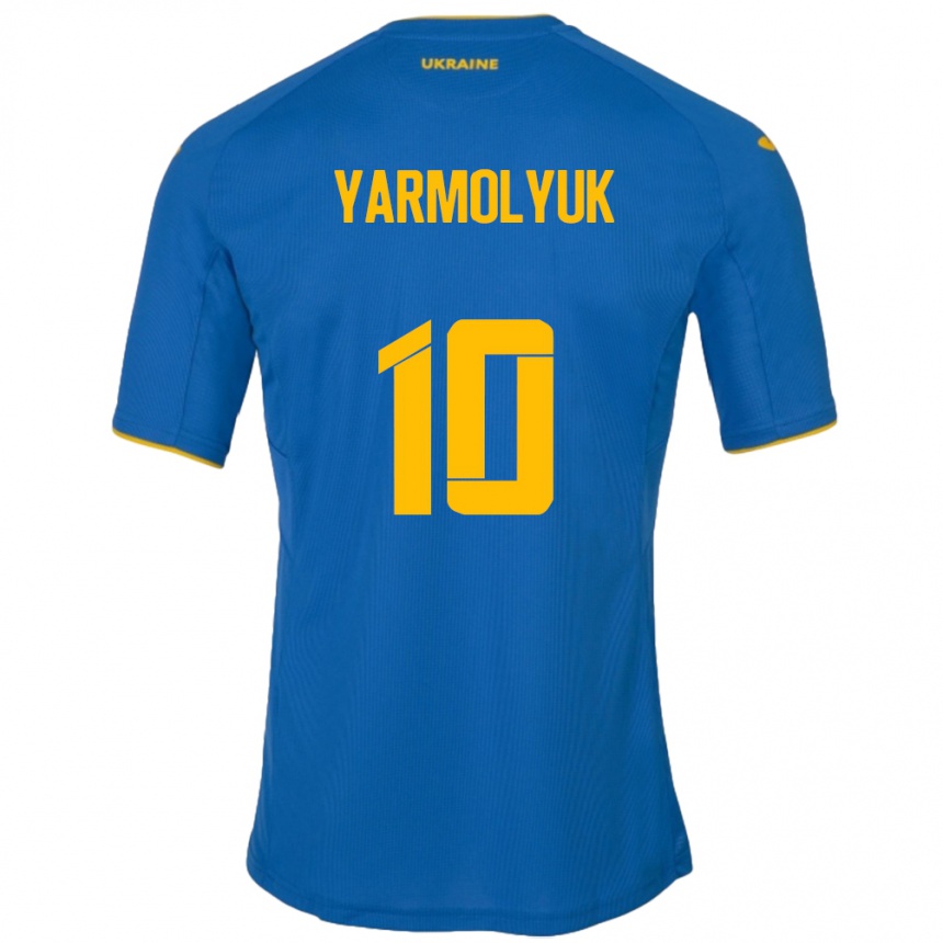 Kids Football Ukraine Yegor Yarmolyuk #10 Blue Away Jersey 24-26 T-Shirt Za