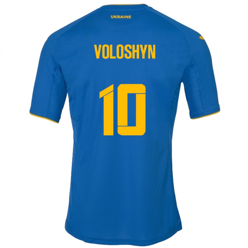 Kids Football Ukraine Nazar Voloshyn #10 Blue Away Jersey 24-26 T-Shirt Za