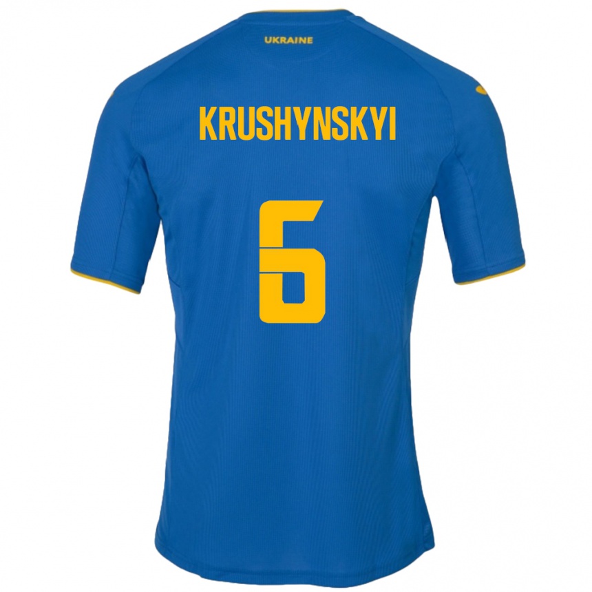 Kids Football Ukraine Borys Krushynskyi #6 Blue Away Jersey 24-26 T-Shirt Za