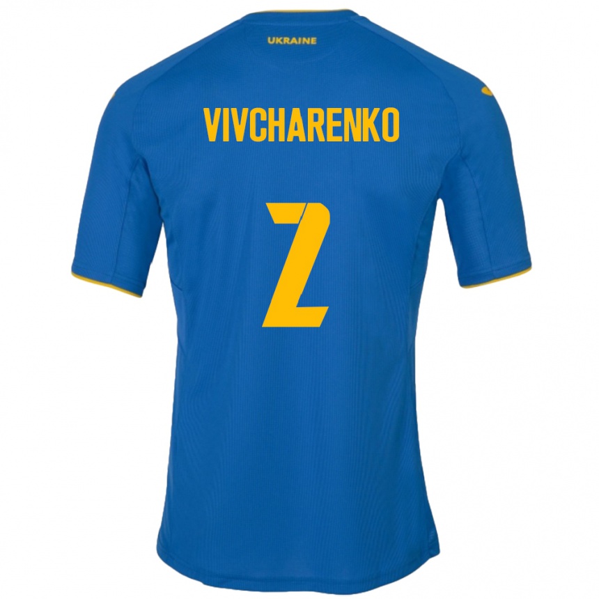 Kids Football Ukraine Kostyantyn Vivcharenko #2 Blue Away Jersey 24-26 T-Shirt Za