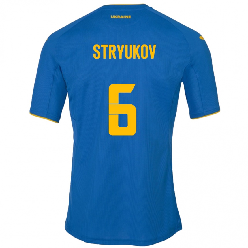 Kids Football Ukraine Maksym Stryukov #6 Blue Away Jersey 24-26 T-Shirt Za