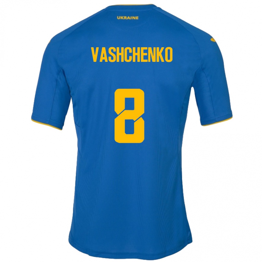 Kids Football Ukraine Daniil Vashchenko #8 Blue Away Jersey 24-26 T-Shirt Za