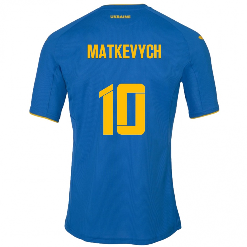 Kids Football Ukraine Andriy Matkevych #10 Blue Away Jersey 24-26 T-Shirt Za