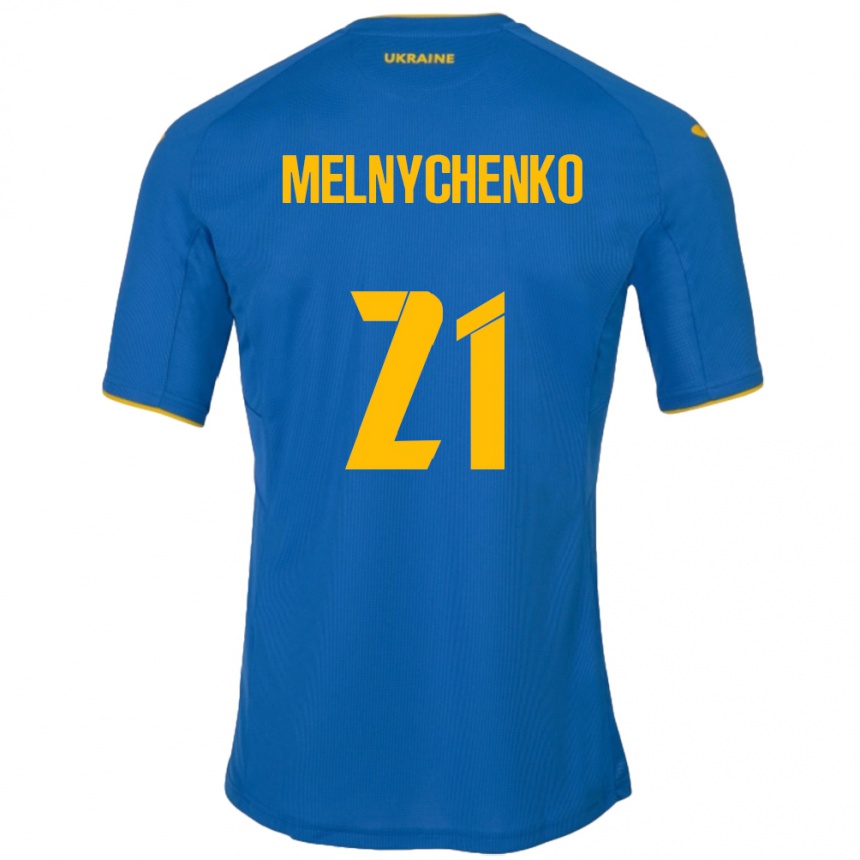 Kids Football Ukraine Maksym Melnychenko #21 Blue Away Jersey 24-26 T-Shirt Za