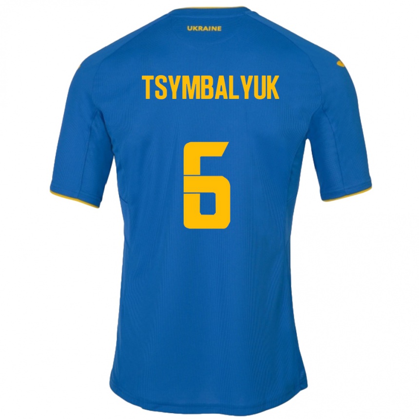 Kids Football Ukraine Maksym Tsymbalyuk #6 Blue Away Jersey 24-26 T-Shirt Za