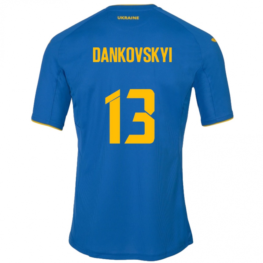 Kids Football Ukraine Yegor Dankovskyi #13 Blue Away Jersey 24-26 T-Shirt Za