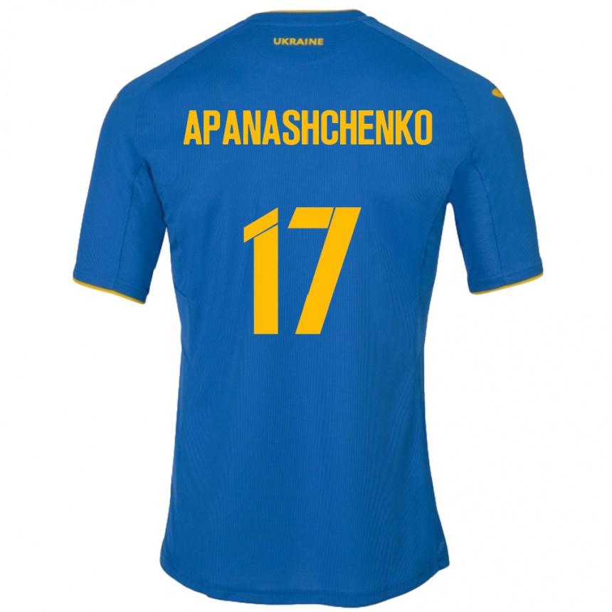 Kids Football Ukraine Daryna Apanashchenko #17 Blue Away Jersey 24-26 T-Shirt Za