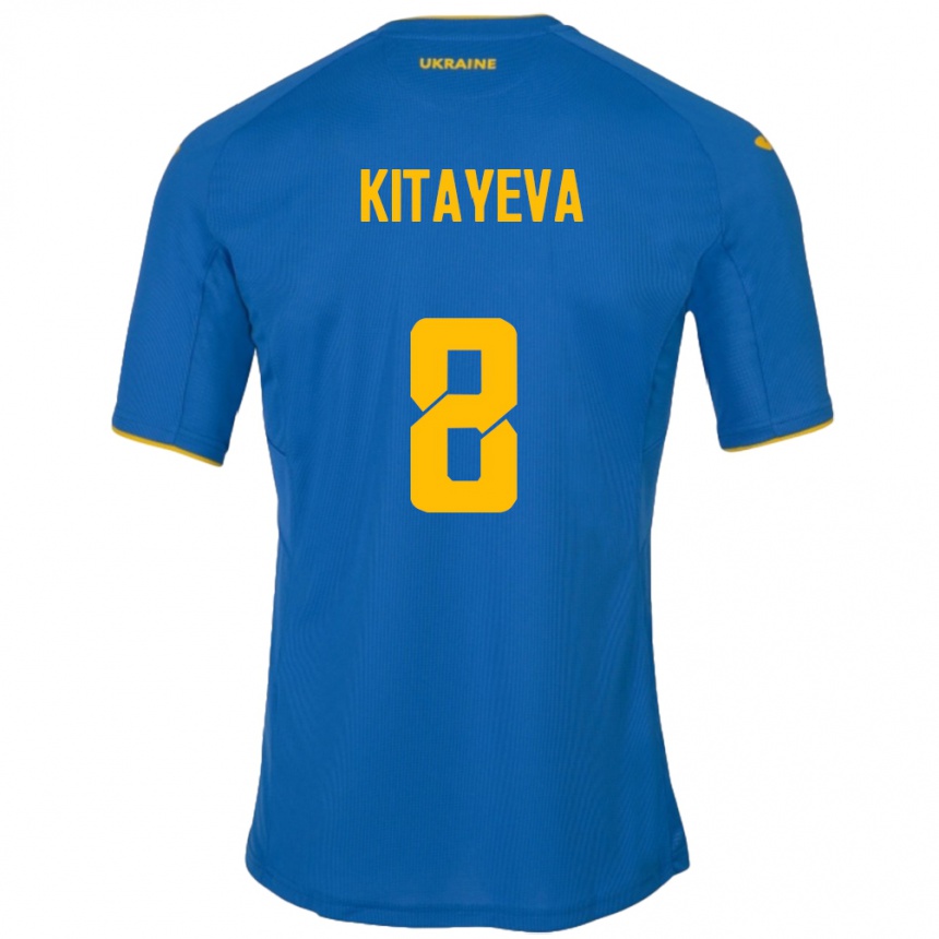 Kids Football Ukraine Tetyana Kitayeva #8 Blue Away Jersey 24-26 T-Shirt Za