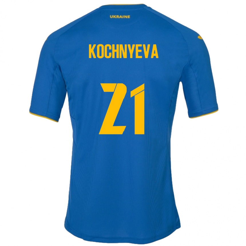 Kids Football Ukraine Iryna Kochnyeva #21 Blue Away Jersey 24-26 T-Shirt Za