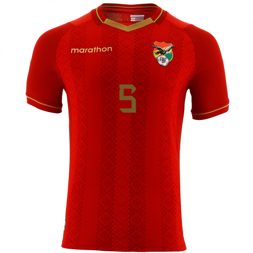 Kids Football Bolivia Érika Salvatierra #5 Red Away Jersey 24-26 T-Shirt Za