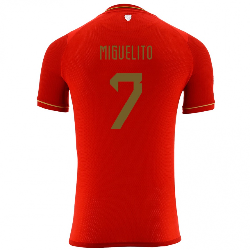 Kids Football Bolivia Miguelito #7 Red Away Jersey 24-26 T-Shirt Za