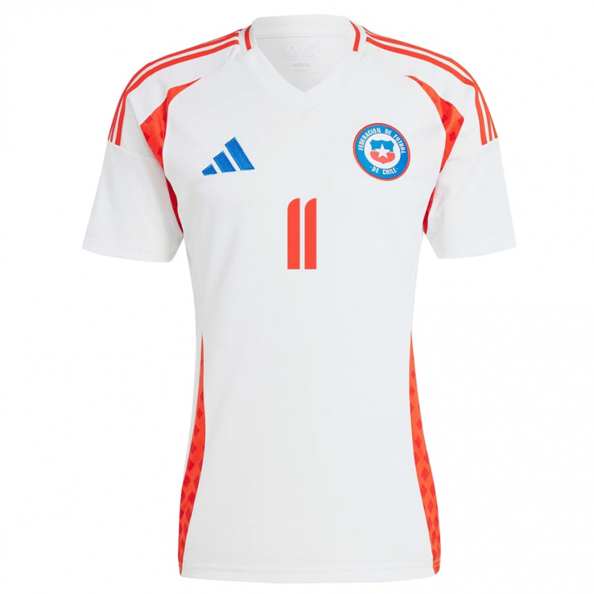 Kids Football Chile Eduardo Vargas #11 White Away Jersey 24-26 T-Shirt Za