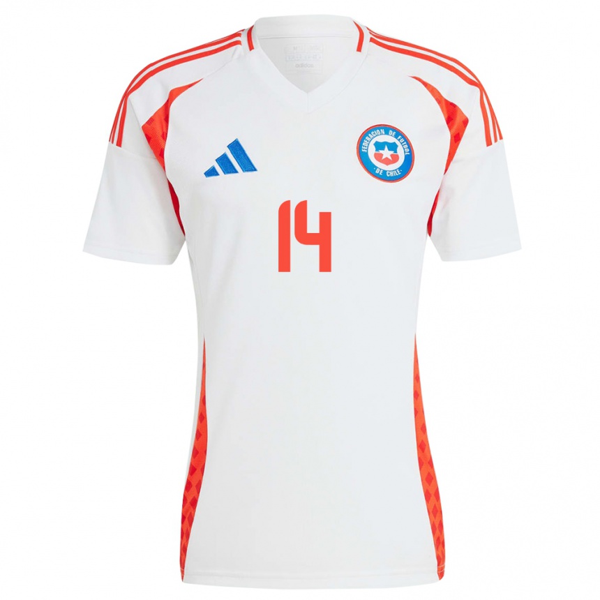 Kids Football Chile Javiera Grez #14 White Away Jersey 24-26 T-Shirt Za