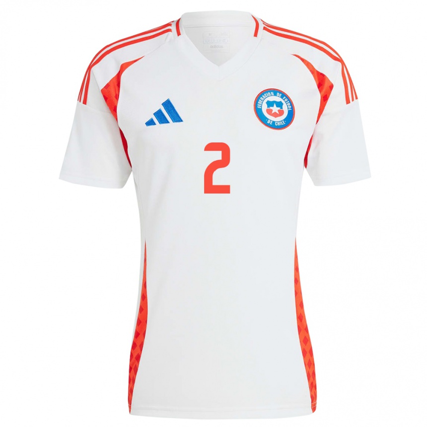 Kids Football Chile Joaquín Gutiérrez #2 White Away Jersey 24-26 T-Shirt Za