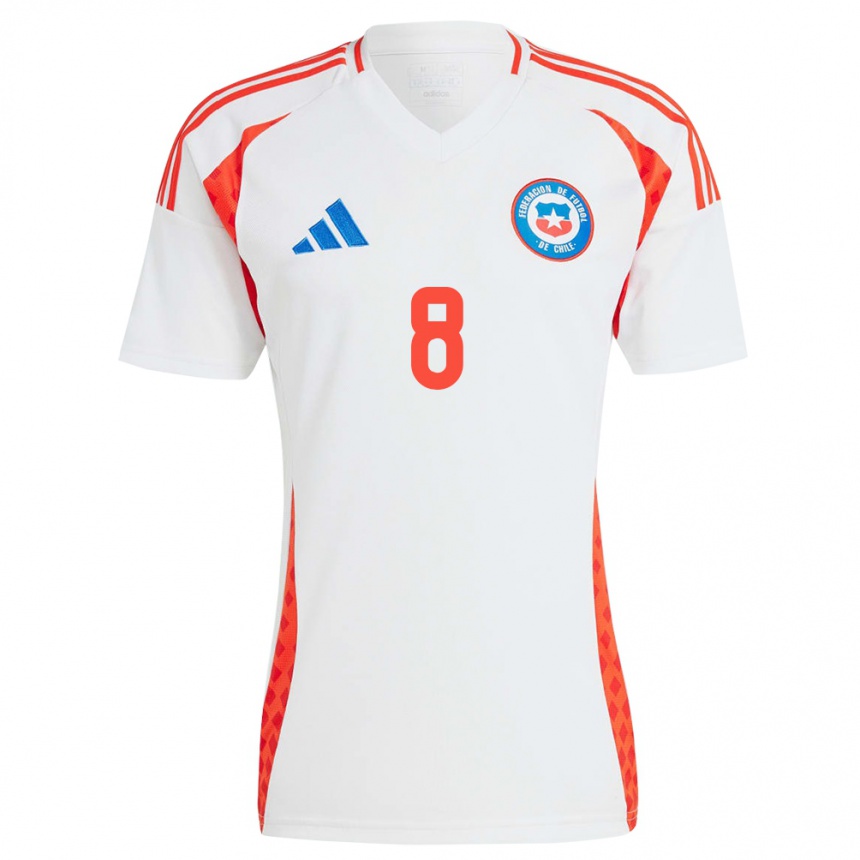 Kids Football Chile Benjamín Ampuero #8 White Away Jersey 24-26 T-Shirt Za