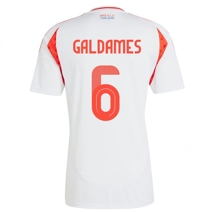 Kids Football Chile Thomas Galdames #6 White Away Jersey 24-26 T-Shirt Za