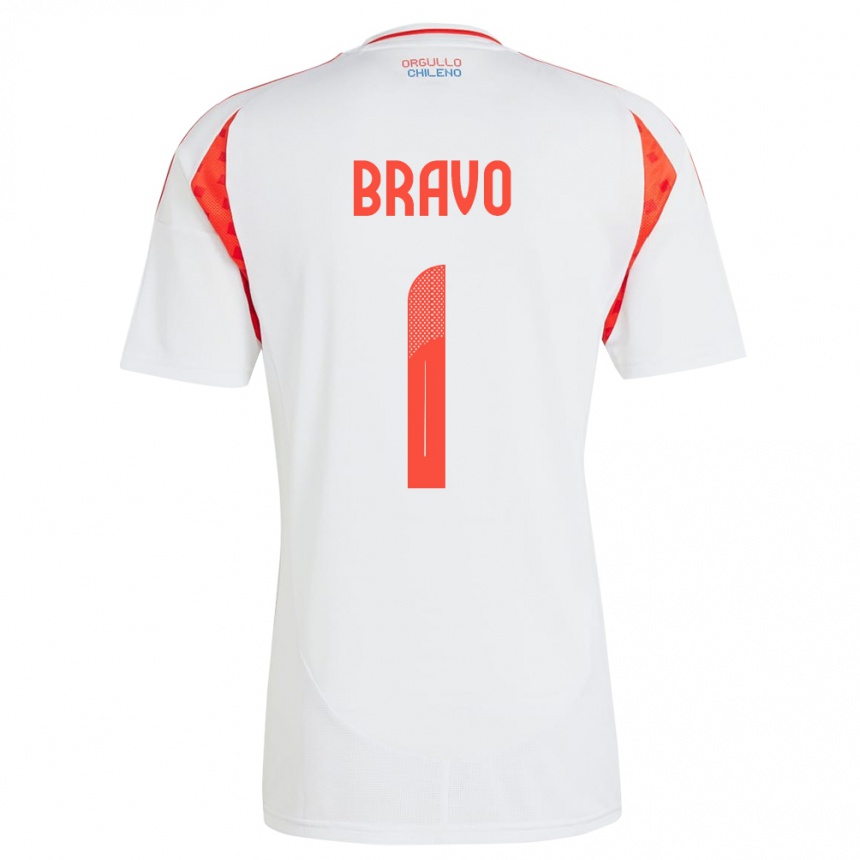 Kids Football Chile Claudio Bravo #1 White Away Jersey 24-26 T-Shirt Za