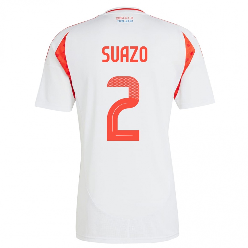 Kids Football Chile Gabriel Suazo #2 White Away Jersey 24-26 T-Shirt Za