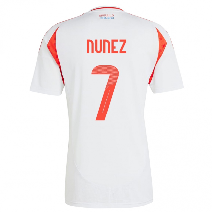 Kids Football Chile Marcelino Núñez #7 White Away Jersey 24-26 T-Shirt Za