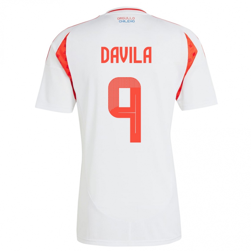 Kids Football Chile Víctor Dávila #9 White Away Jersey 24-26 T-Shirt Za