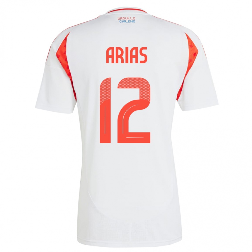 Kids Football Chile Gabriel Arias #12 White Away Jersey 24-26 T-Shirt Za