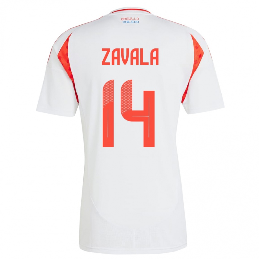 Kids Football Chile Cristián Zavala #14 White Away Jersey 24-26 T-Shirt Za