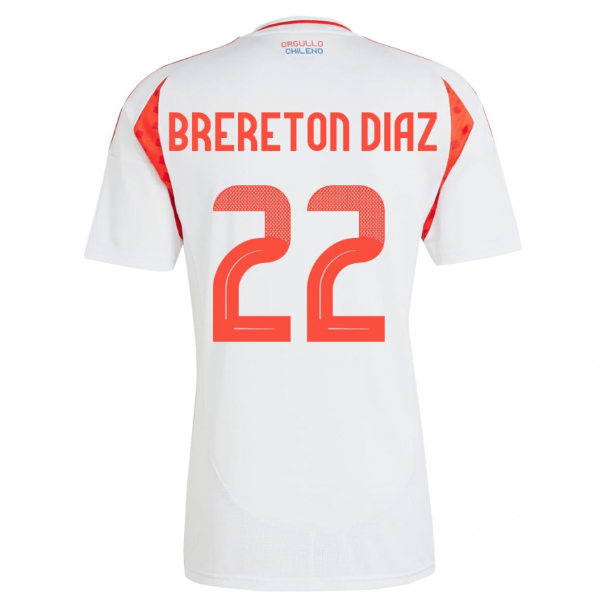 Kids Football Chile Ben Brereton Díaz #22 White Away Jersey 24-26 T-Shirt Za