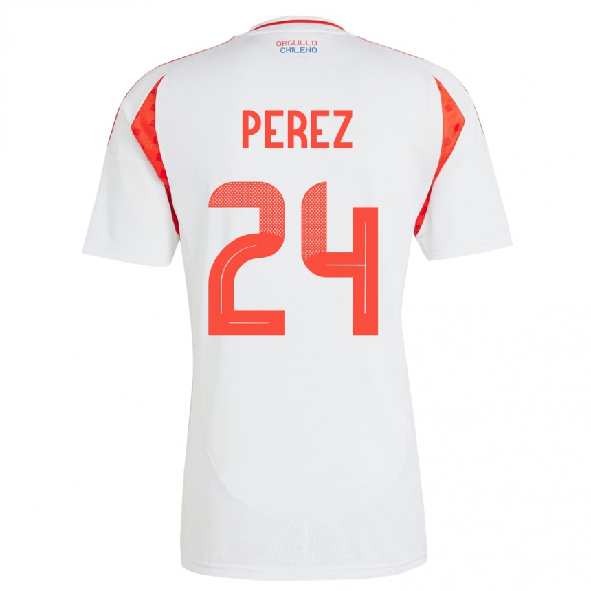 Kids Football Chile César Pérez #24 White Away Jersey 24-26 T-Shirt Za