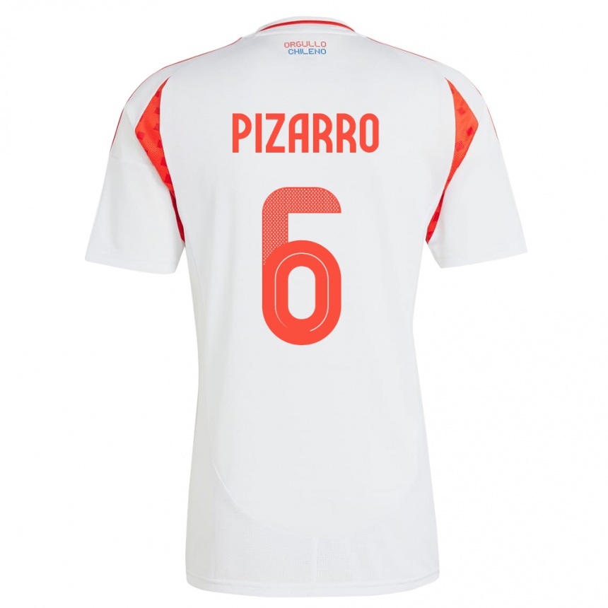 Kids Football Chile Vicente Pizarro #6 White Away Jersey 24-26 T-Shirt Za