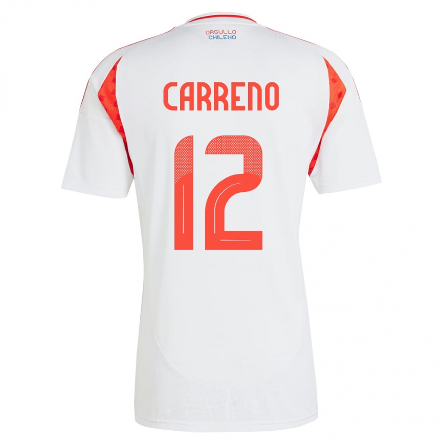 Kids Football Chile Diego Carreño #12 White Away Jersey 24-26 T-Shirt Za