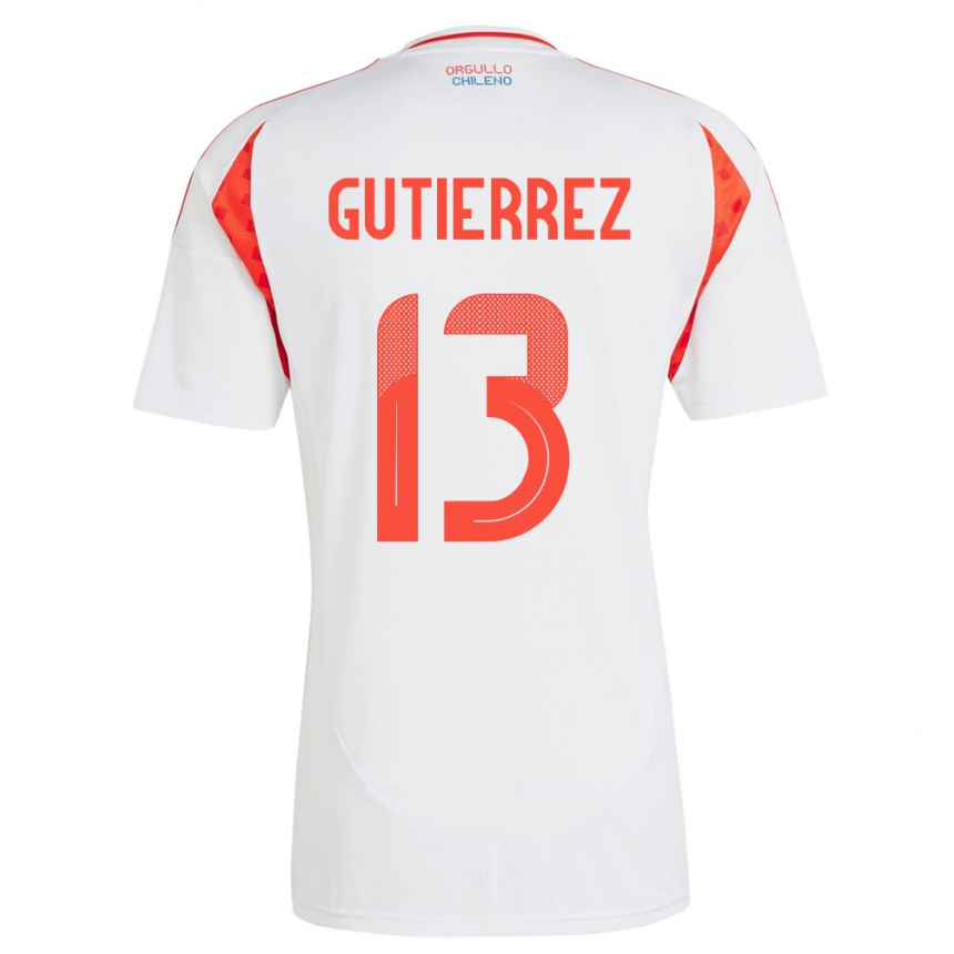 Kids Football Chile Daniel Gutiérrez #13 White Away Jersey 24-26 T-Shirt Za