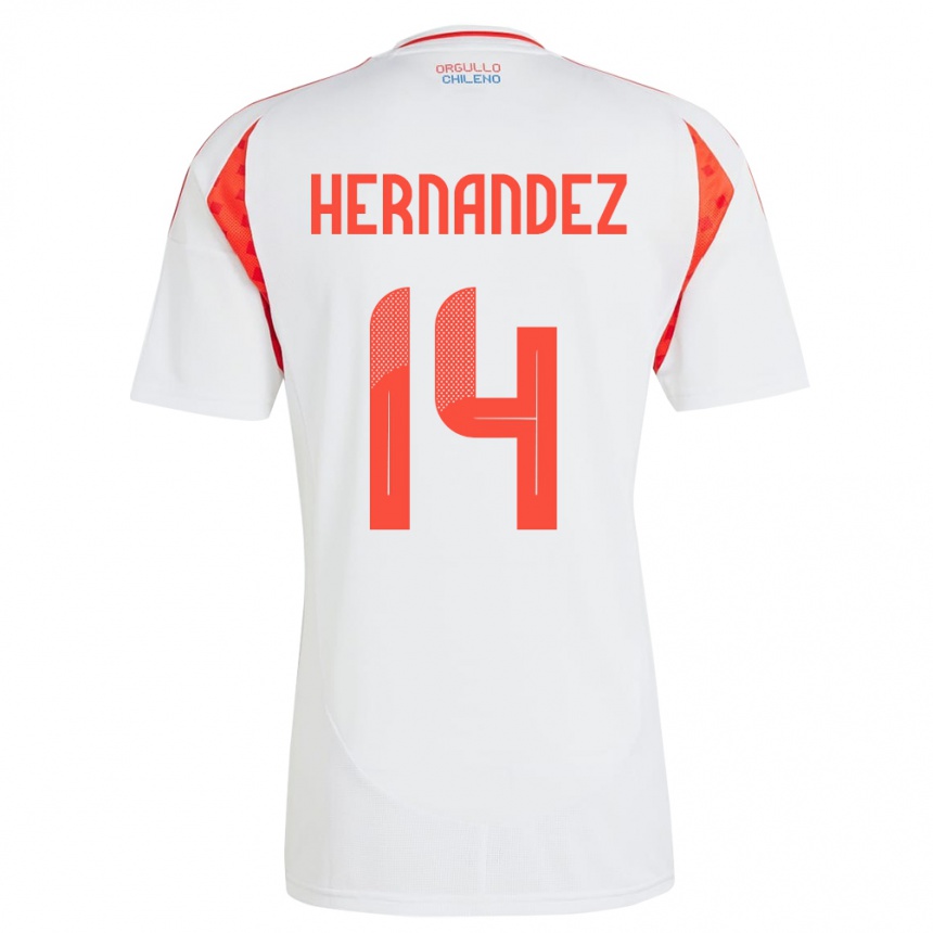 Kids Football Chile Leandro Hernández #14 White Away Jersey 24-26 T-Shirt Za