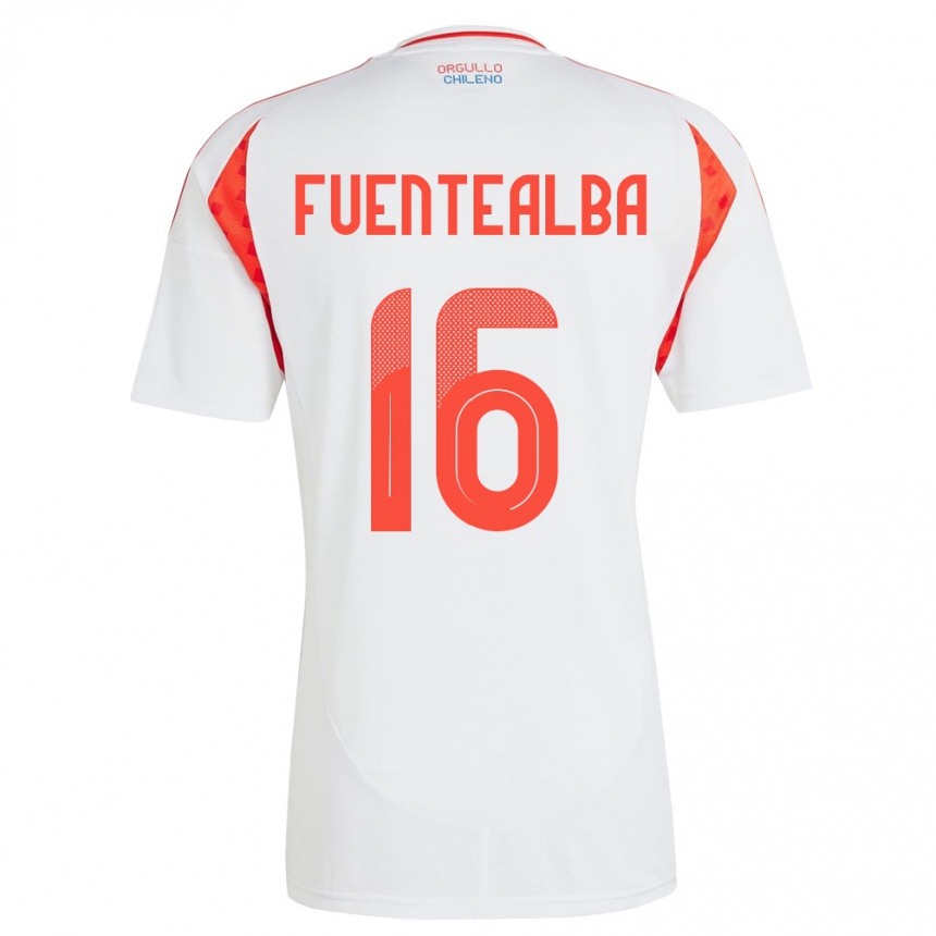 Kids Football Chile Jeison Fuentealba #16 White Away Jersey 24-26 T-Shirt Za