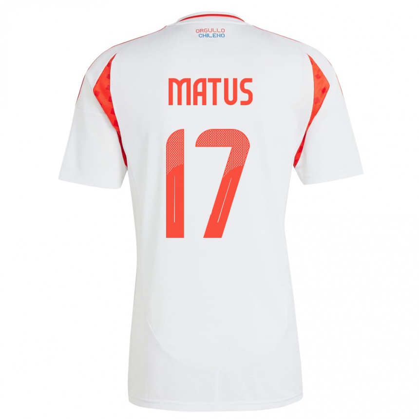 Kids Football Chile Esteban Matus #17 White Away Jersey 24-26 T-Shirt Za