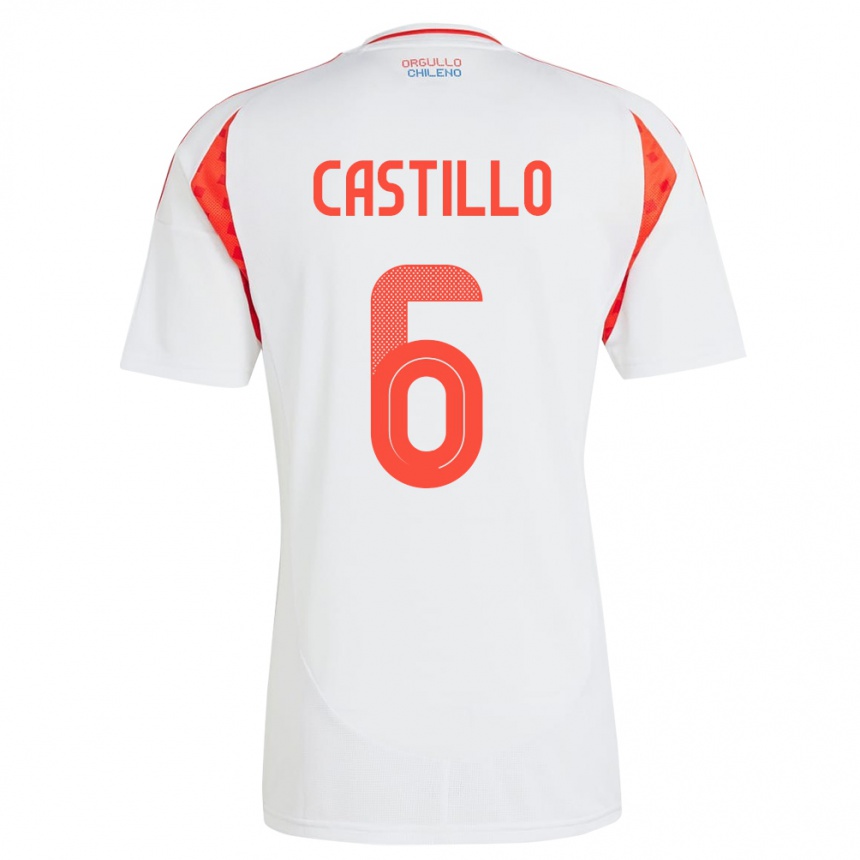 Kids Football Chile Cristóbal Castillo #6 White Away Jersey 24-26 T-Shirt Za