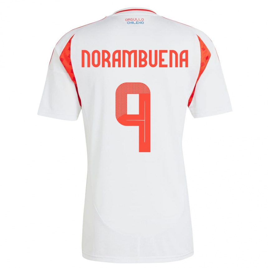 Kids Football Chile Gabriel Norambuena #9 White Away Jersey 24-26 T-Shirt Za