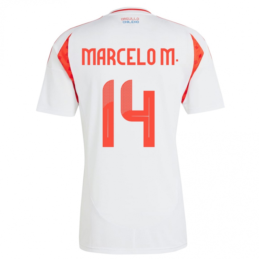 Kids Football Chile Marcelo Morales #14 White Away Jersey 24-26 T-Shirt Za