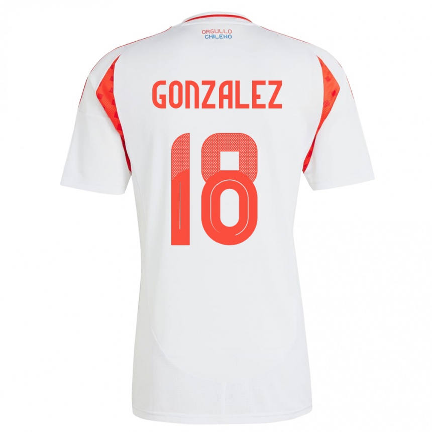 Kids Football Chile Bryan González #18 White Away Jersey 24-26 T-Shirt Za