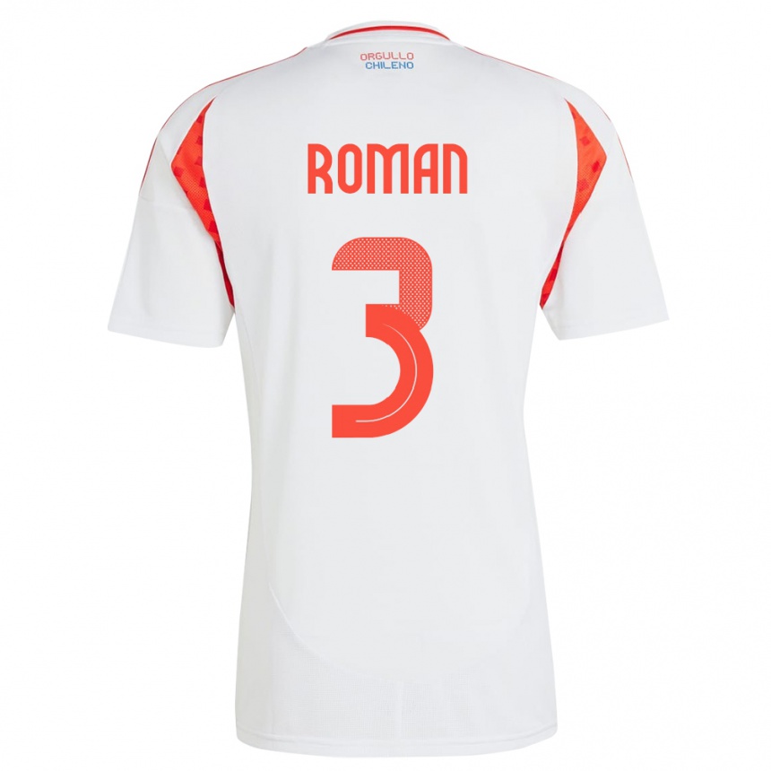 Kids Football Chile Iván Román #3 White Away Jersey 24-26 T-Shirt Za