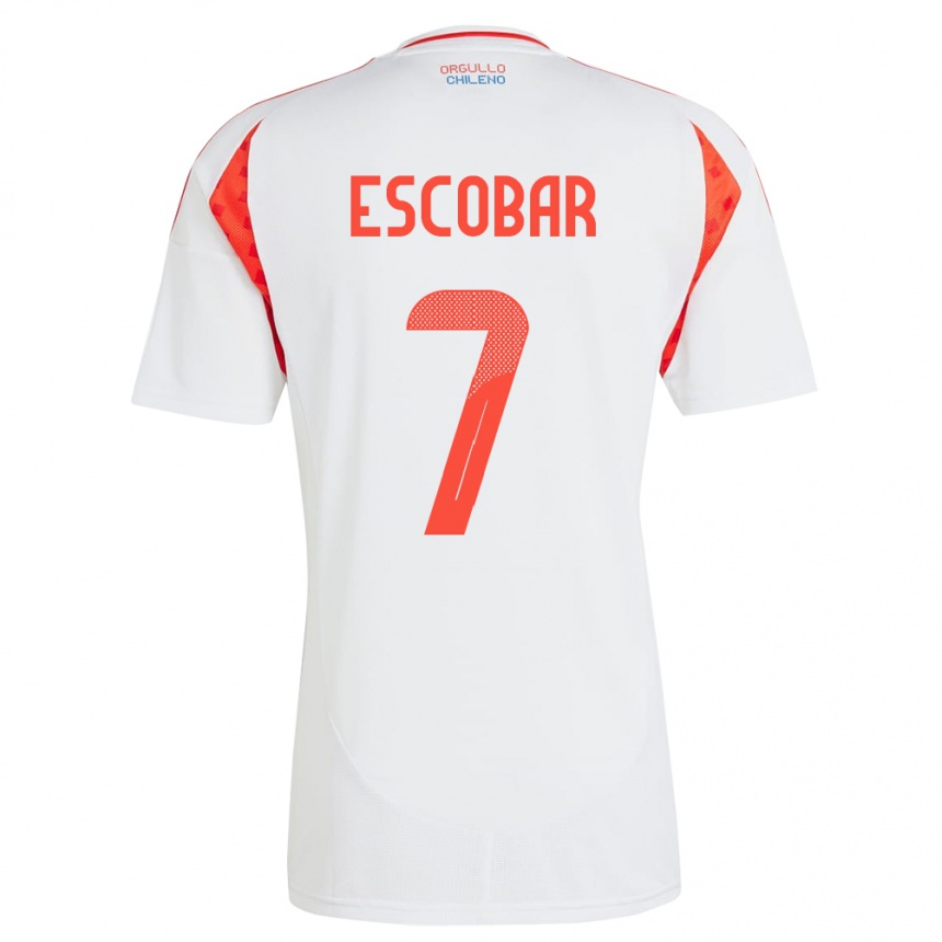 Kids Football Chile Bastián Escobar #7 White Away Jersey 24-26 T-Shirt Za